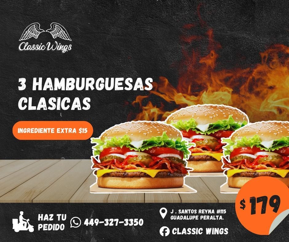 Anuncio de Classic Wings: hamburguesas