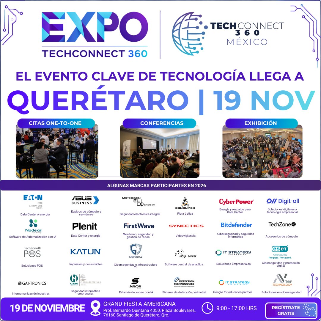 Anuncio de TechConnect360: Expo de tecnología y networking para empresas