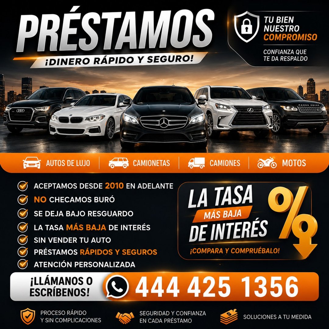 Anuncio de Solución Financiera: préstamos rápidos con garantía de vehículo