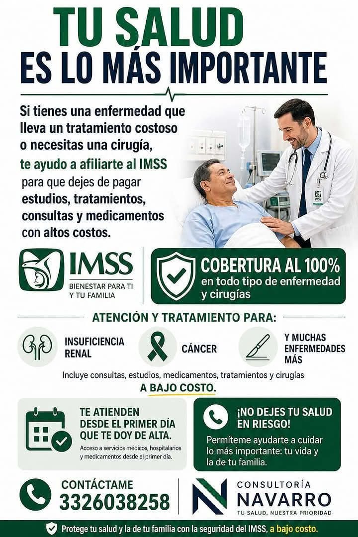 Anuncio de Consultoria Navarro: afiliación al IMSS