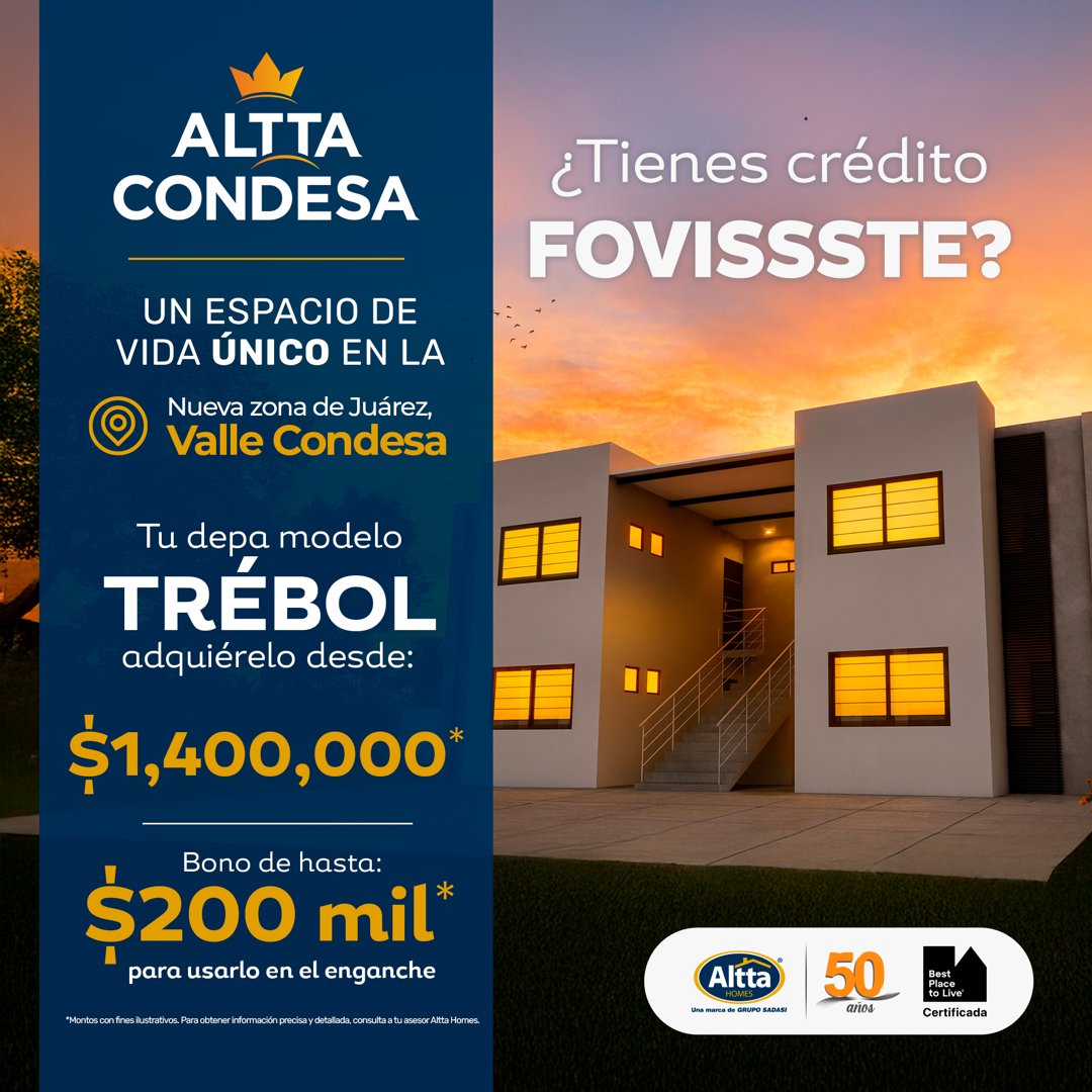 Anuncio de Altta Condesa Residencial: departamento modelo Trébol