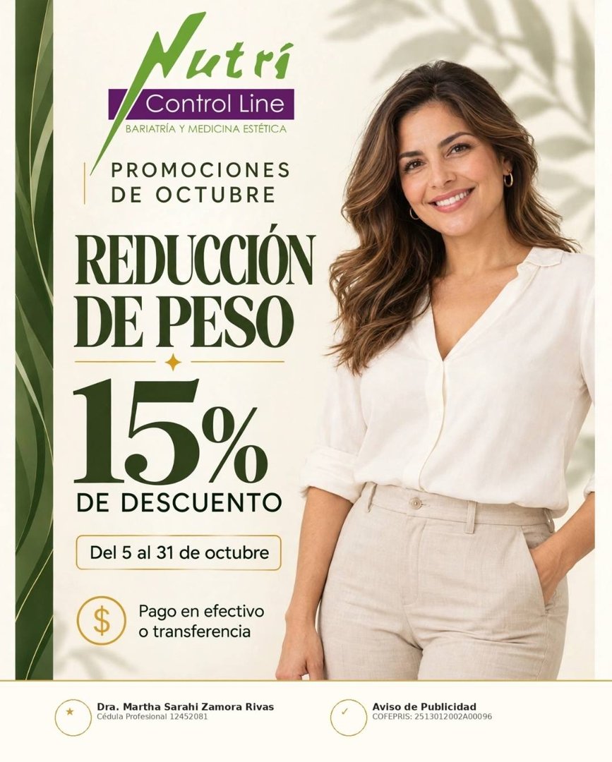 Anuncio de Nutri Control Line Durango, Dgo.: Tratamiento médico y consulta con bariatra