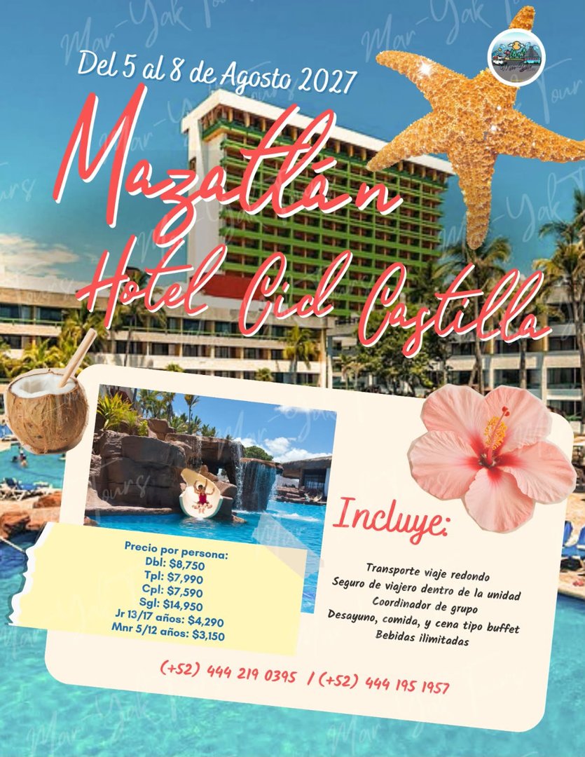 Anuncio de Mar-Yak Tours: viaje a Mazatlán