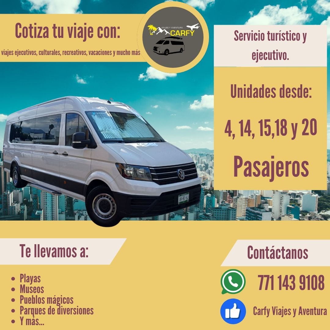Anuncio de Viajes y aventura CARFY: transporte de pasajeros en van