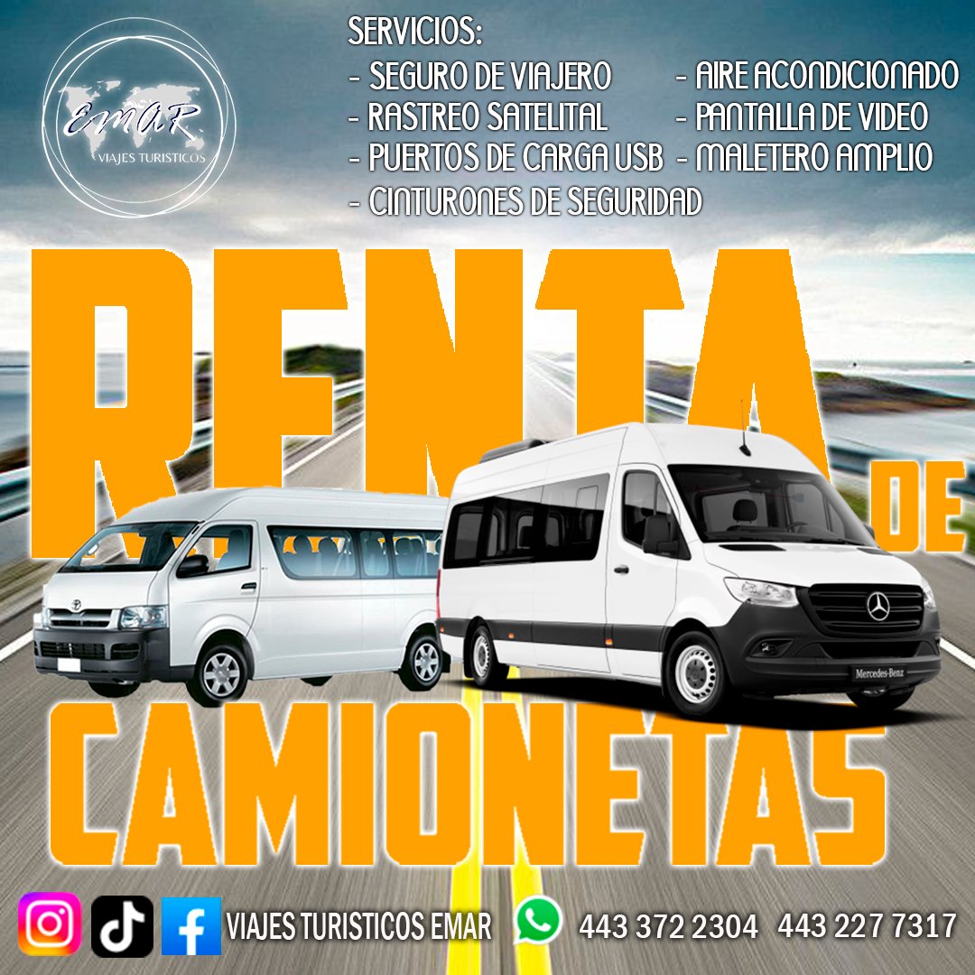 Anuncio de Viajes Turísticos Emar: Renta de camionetas de pasajeros