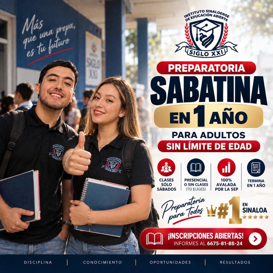 Anuncio de Instituto de Preparatoria Abierta Siglo XXI Mazatlán: Preparatoria Sabatina