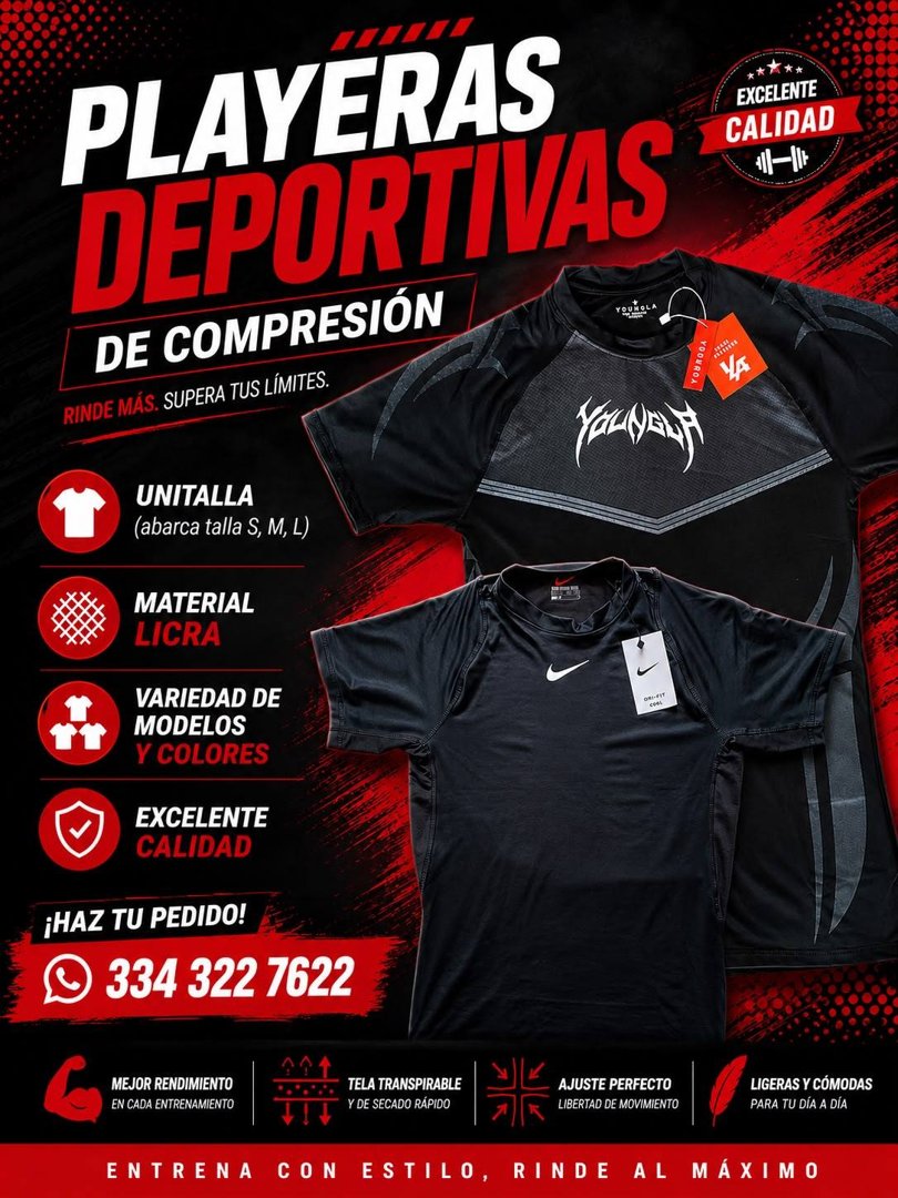 Anuncio de WOLF SPORT: playeras deportivas de compresión