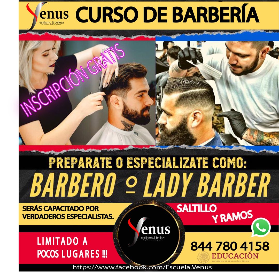 Anuncio de Estilismo y Bienestar Personal de Coahuila: curso de barbería