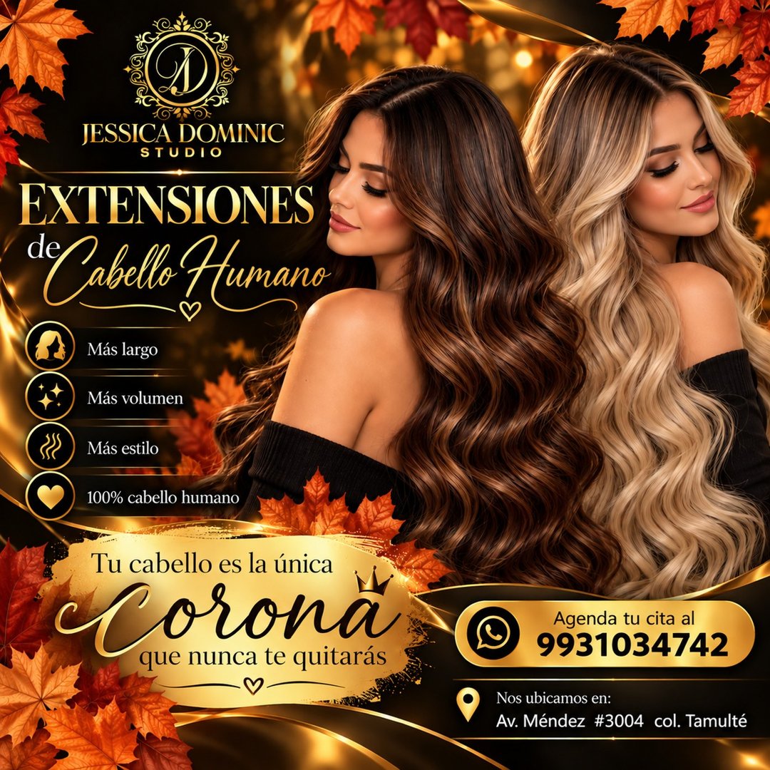 Anuncio de Studio Jessica Dominic: Extensiones de cabello humano