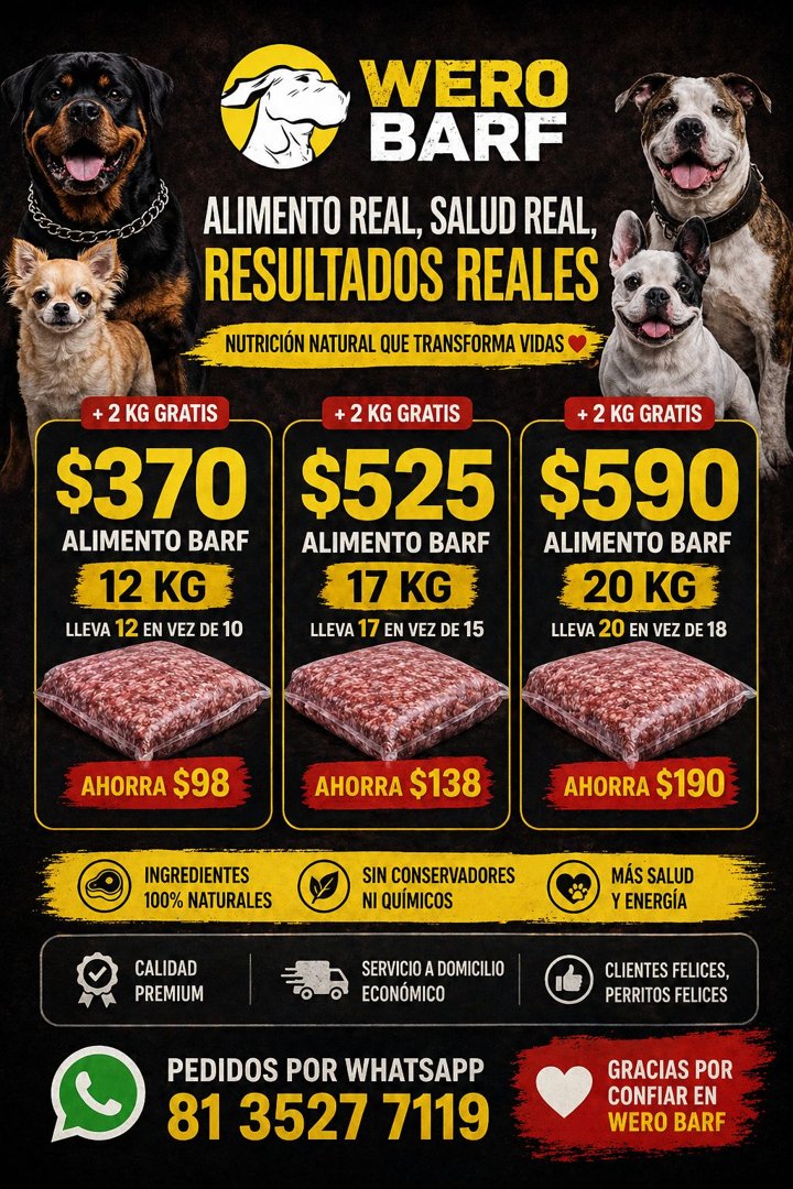 Anuncio de Werobarf: Alimento BARF para perros