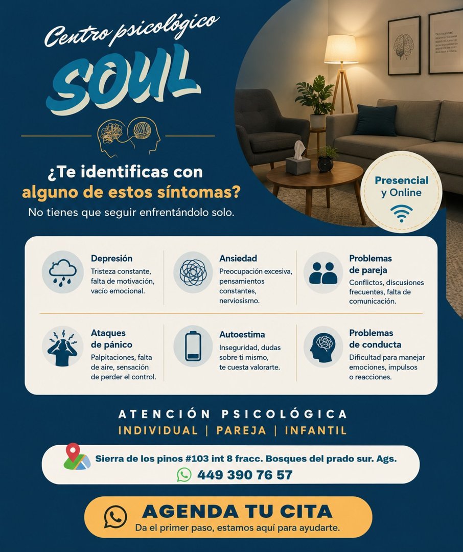 Anuncio de Soul Psicología-psicólogos en Aguascalientes: Atención psicológica