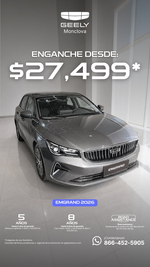 Anuncio de Geely Monclova: automóvil