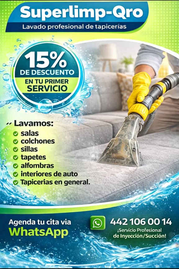 Anuncio de superlimp-Qro: Lavado profesional de tapicerías