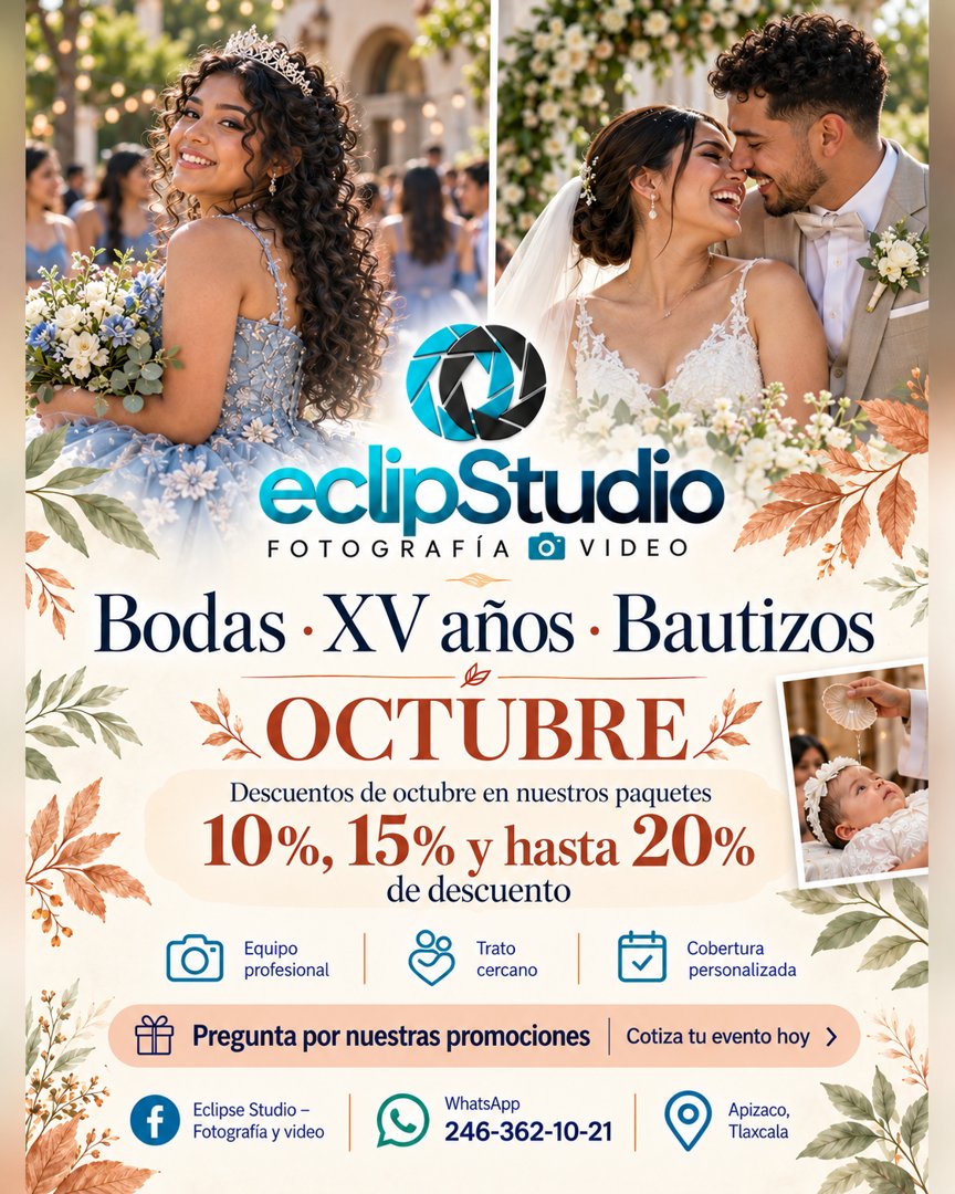Anuncio de Eclipse Studio - Fotografía y video: Fotografía y video para bodas, XV años y bautizos