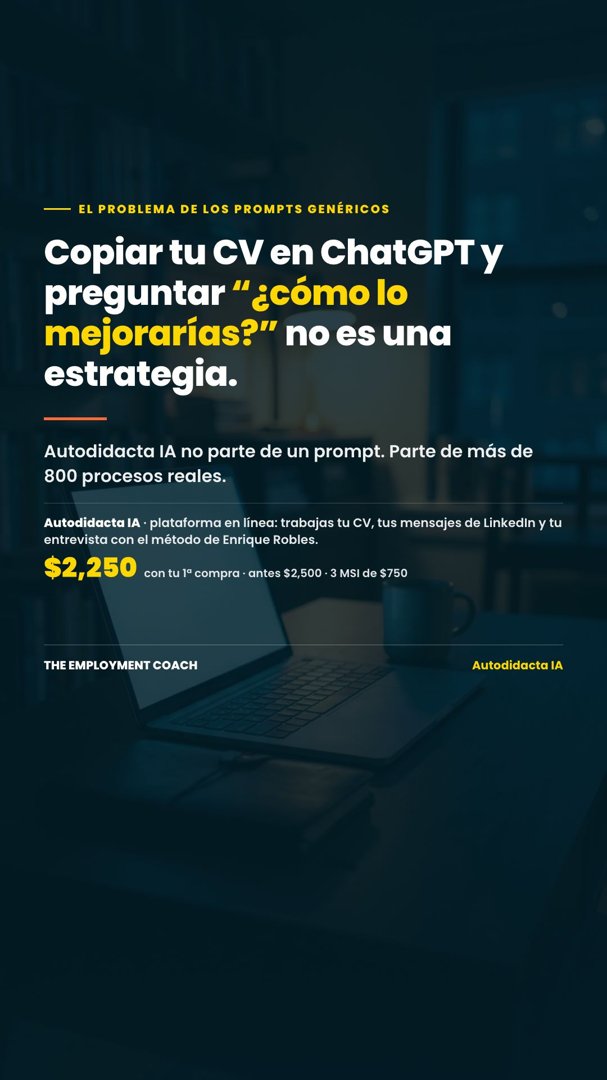 Anuncio de The Employment Coach, Enrique Robles: consultoría de CV y entrevistas