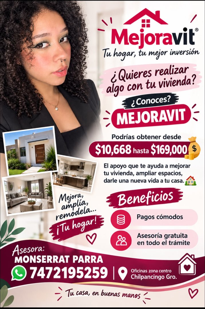 Anuncio de Mejoravit Chilpancingo Asesoria: crédito para mejorar el hogar