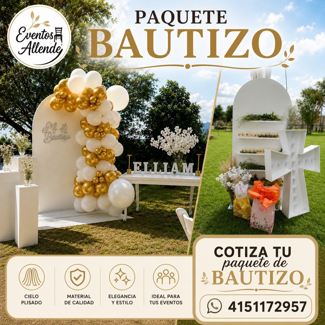 Anuncio de Eventos Allende: paquete de bautizo