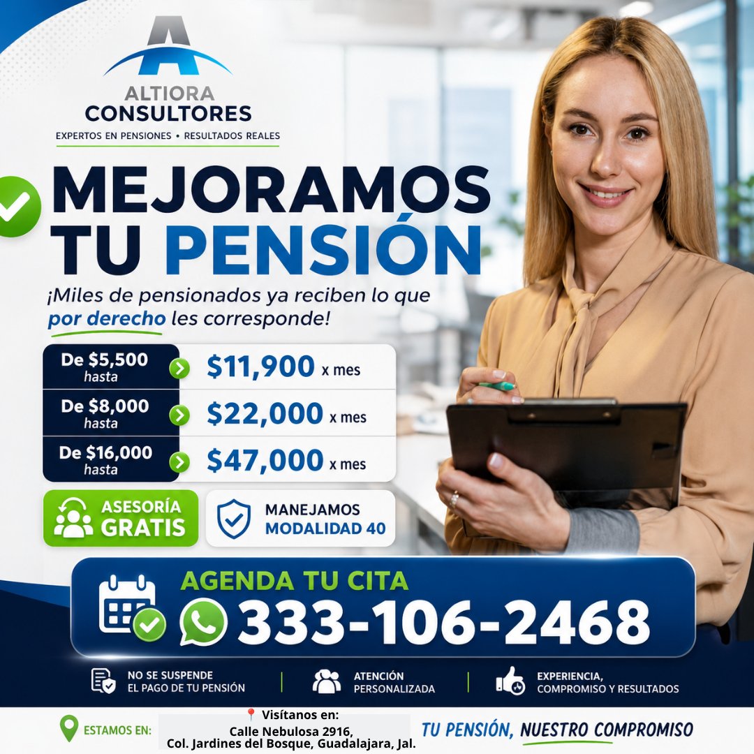 Anuncio de Consultores Altiora Gdl: asesoría de pensiones