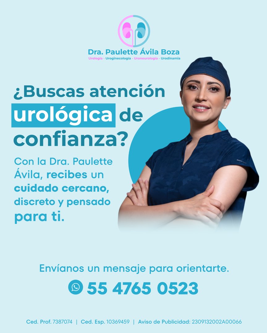 Anuncio de Dra. Paulette Ávila Boza: atención urológica