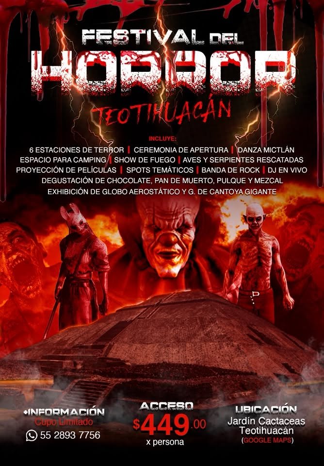Anuncio de Noches Culturales Teotihuacan: Festival del Horror Teotihuacán