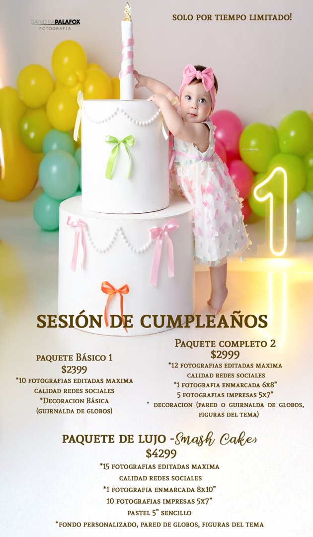Anuncio de Sandra Palafox Fotografía: Sesión de cumpleaños