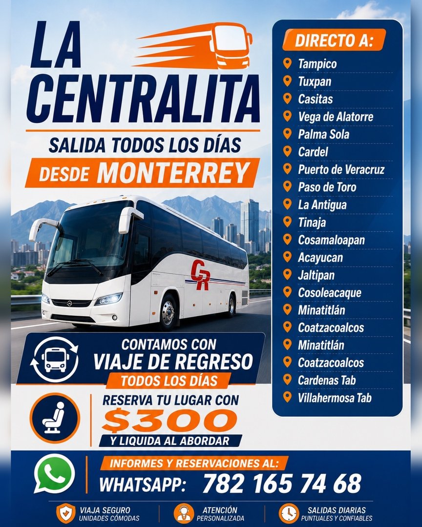 Anuncio de La Centralita Tihuatlán: transporte de pasajeros