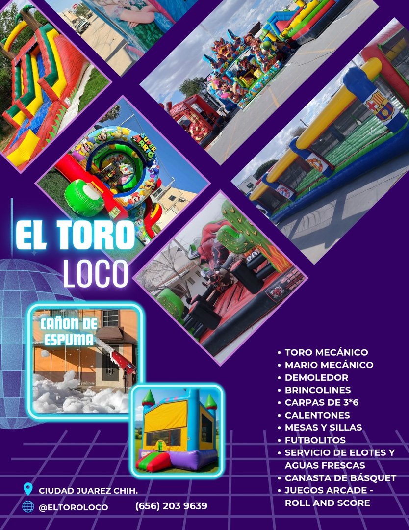 Anuncio de El Toro Loco: alquiler de inflables y juegos