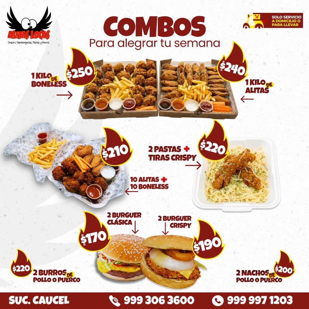 Anuncio de Alitas Locas Mid: combos de comida