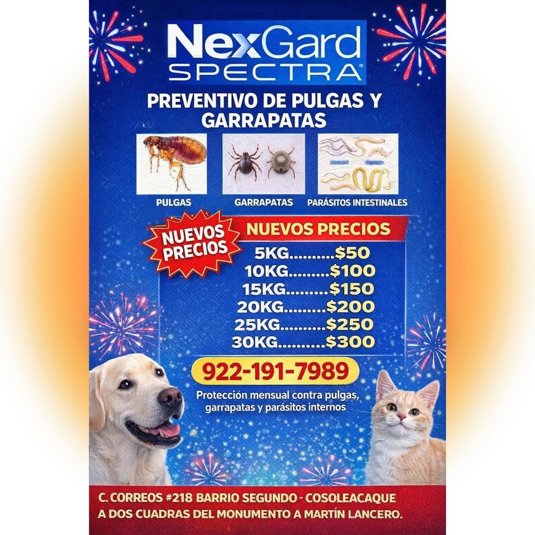 Anuncio de Veterinaria Slinkys Cosoleacaque: Prevención de pulgas y garrapatas