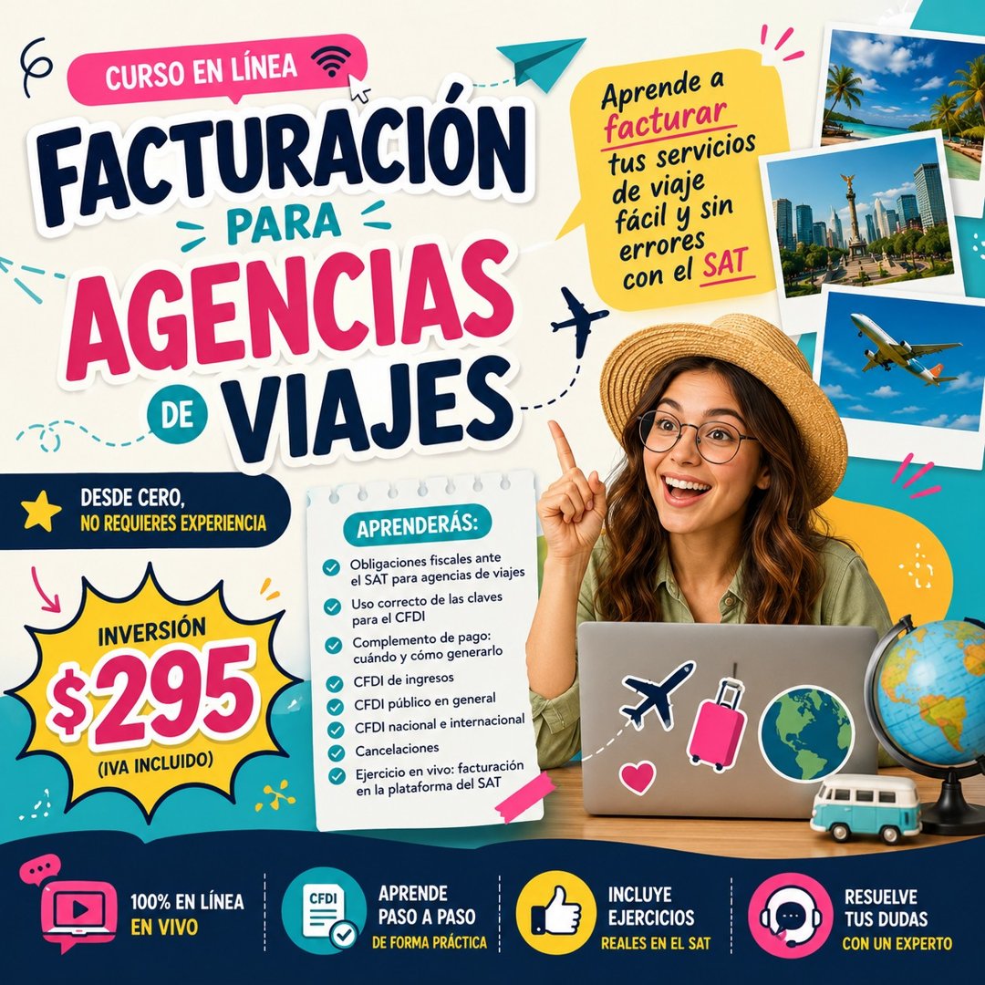 Anuncio de Training de México: curso de facturación para agencias de viajes